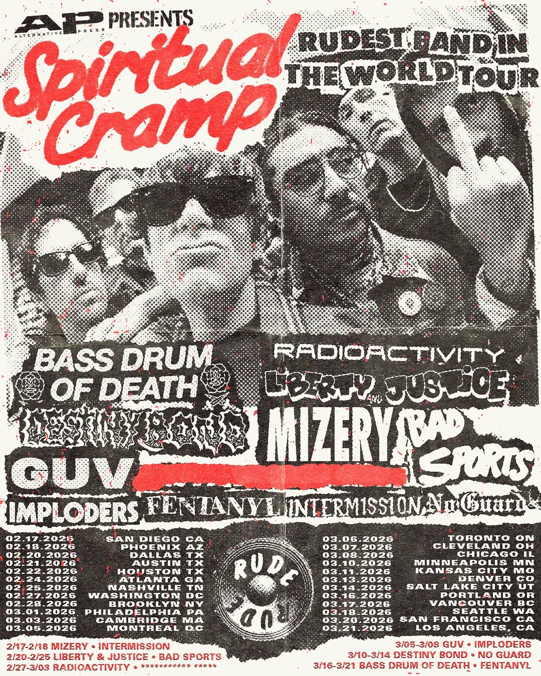 Spiritual Cramp Rudest Band in the World Tour Poster 2026